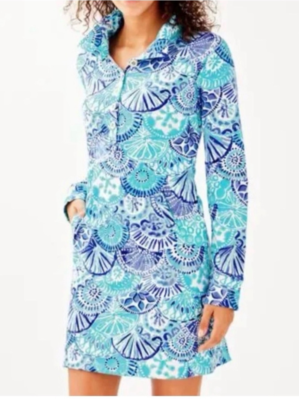 Lilly Pulitzer Turquoise and Blue Printed Shift Dress